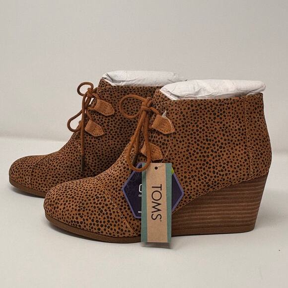 TOMS Women's Kala Desert Wedge Mini Cheetah Suede Bootie Size 8 NEW - Picture 10 of 10